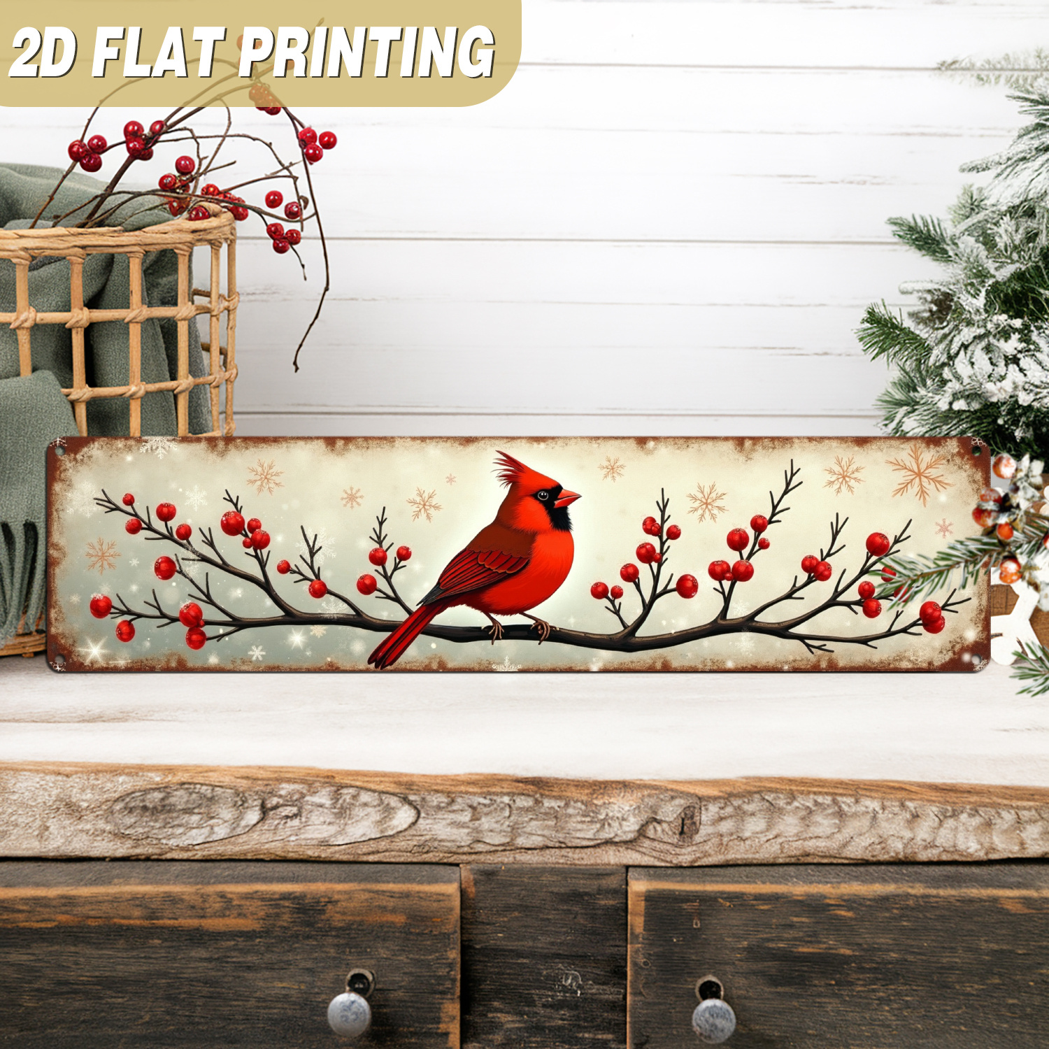 TEMU 2d Flat, 2d Artificial Wood Wall Hanging, 1pc, Featuring A On A Branch Pattern, Perfect For Holiday Decoration. An For Hanging In Your Home,