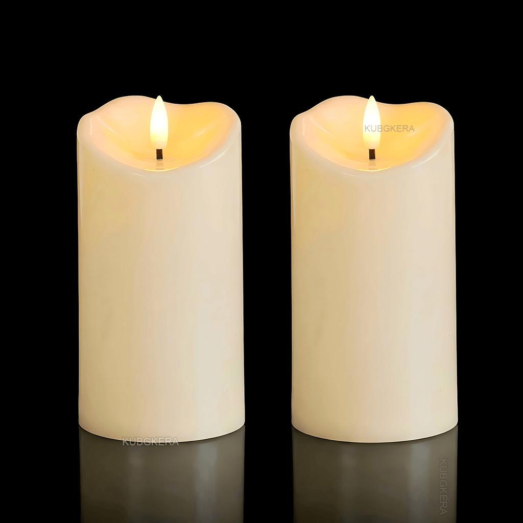 TEMU 2er-Pack LED Flackernde Kerzen ohne Flammen, Realistische Batteriebetriebene Elektronische Kerzen, Geeignet für Weihnachtsdekorationen,