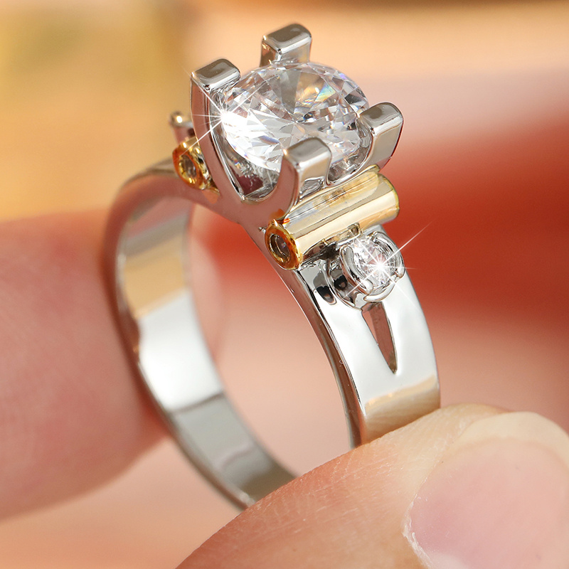 Women's Fashionable Luxury Round Synthetic Zirconia Set Ring