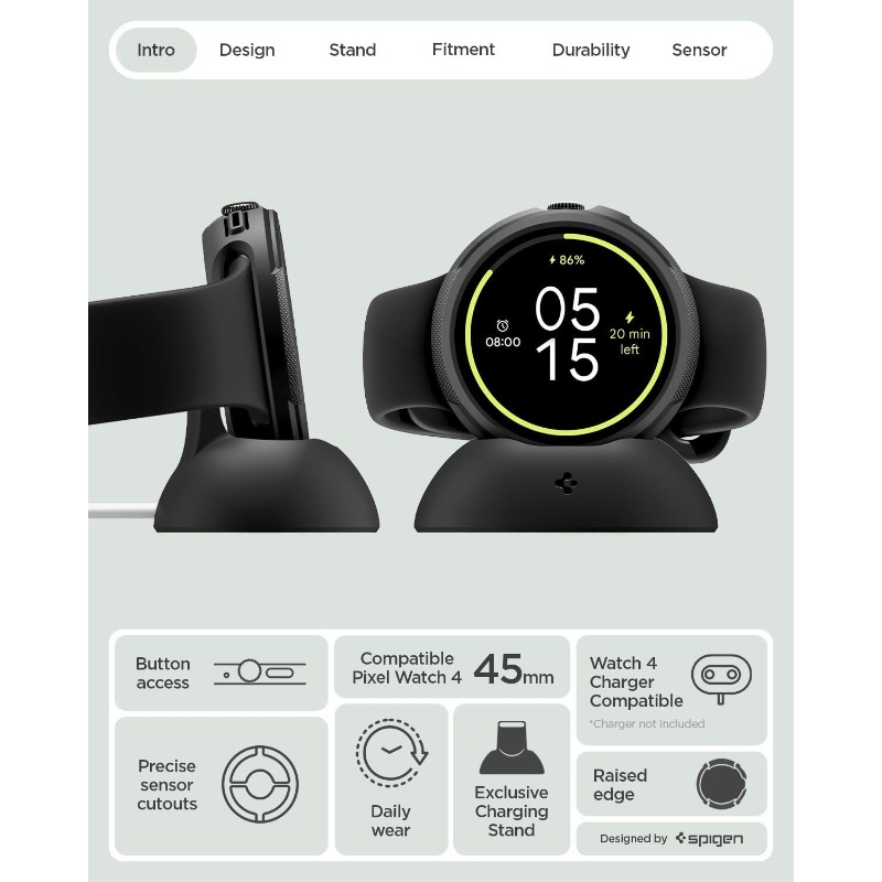 Étui pour Pixel Watch 4 avec support de charge - Compatible avec Pixel Watch 4 45mm (2025), Housse -rayures en TPU souple, Étui de  antichoc avec support de charge intégré, Compatible avec la montre connectée Pixel Watch 4