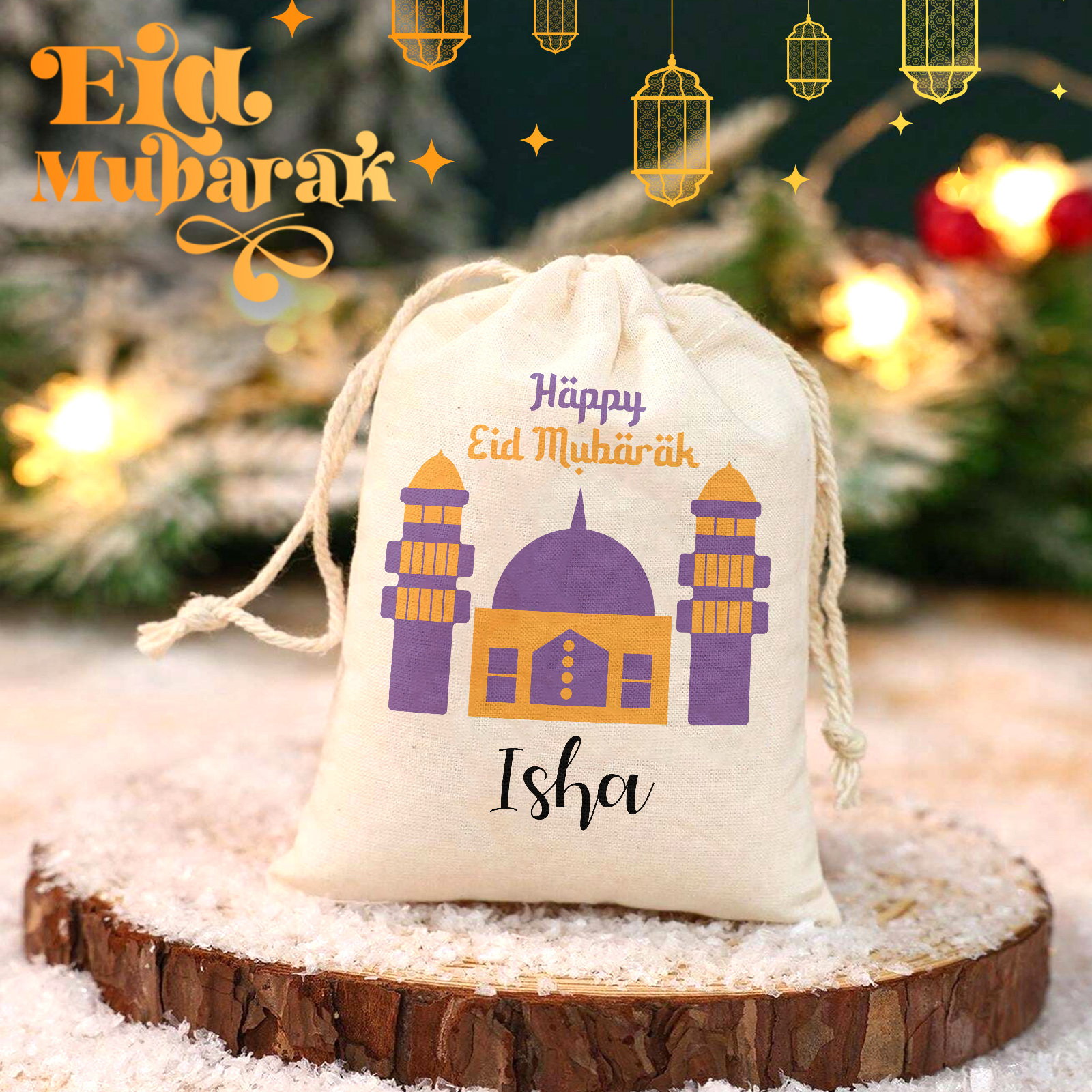 E-shop Personalisierter Ramadan Mubarak Geschenksack, Individueller Name Ramadan Mubarak Geschenksack, Unverzichtbare Geschenktüte, Eid al-Fitr