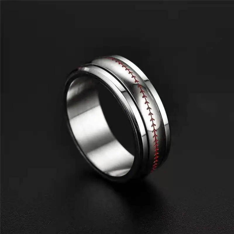 1pc sports style stainless steel olive head pattern rotatable mens ring valentines day gift Product details 4