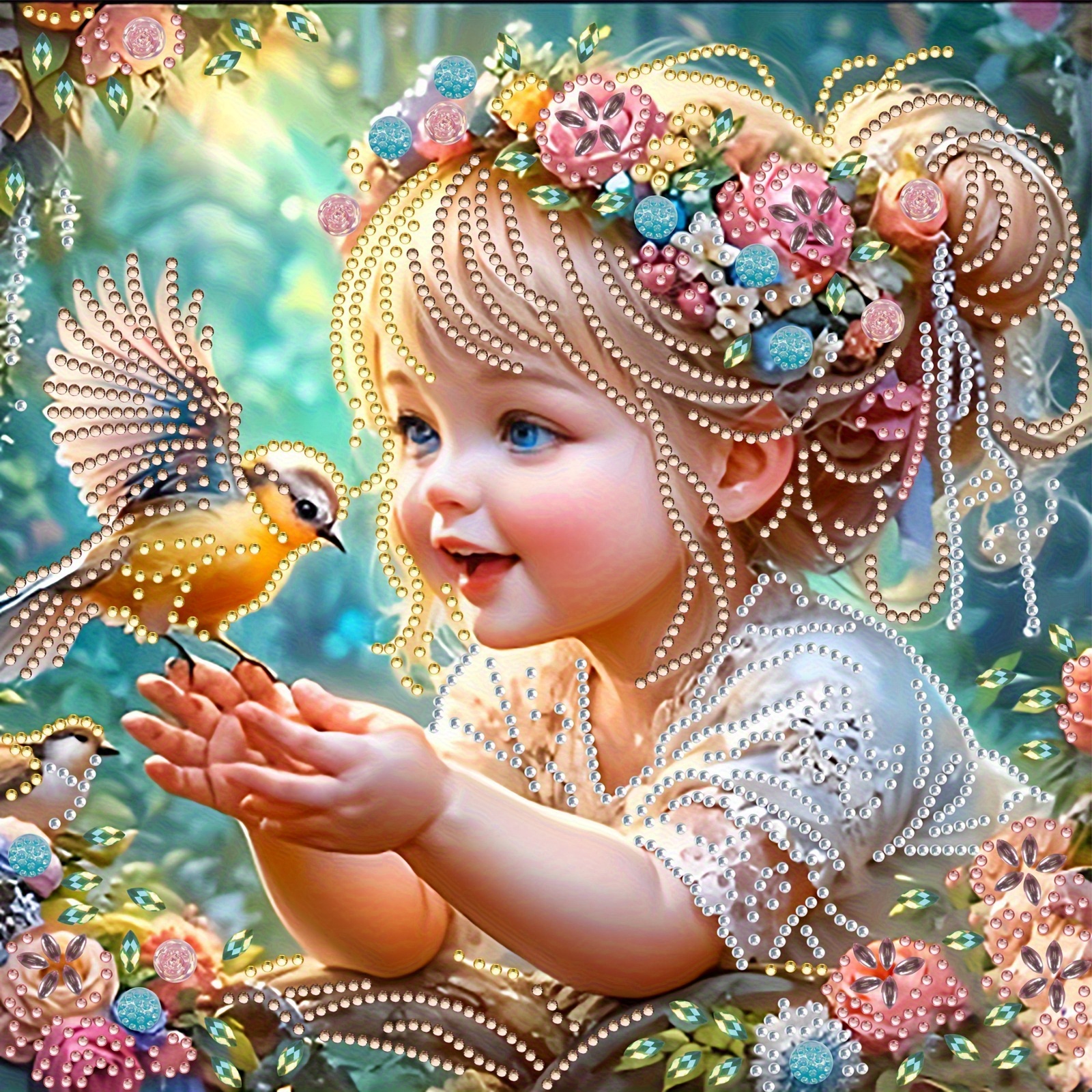 diamond painting kit   scene young for man and bird   canvas diy art and crafts home   enthusiasts  