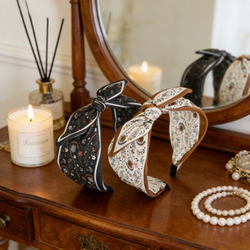 E-shop Set mit 2 stylischen Stirnbändern mit Hasenohren, Haar-Accessoires im Boho-Stil für Damen, hergestellt aus bequemem Stoff, für Freizeitoutfits