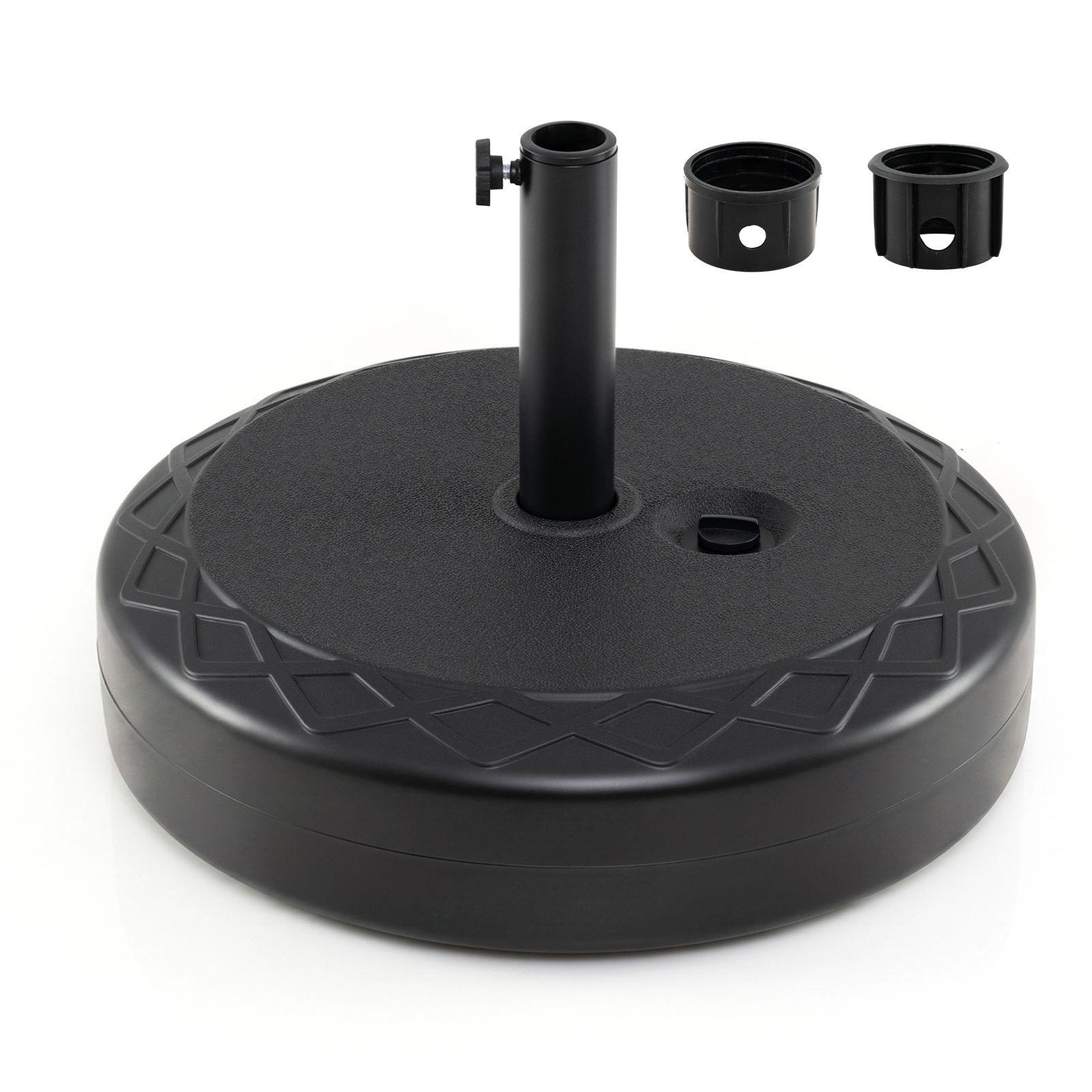 Image of Fillable Umbrella Base Heavy Duty, Water/sand Filled Umbrella Stand, Weighted Table Umbrella Holder For 30-50 Mm Pole, Outdoor Patio Lawn Deck Poolside, Black, 55 Cm Diameter