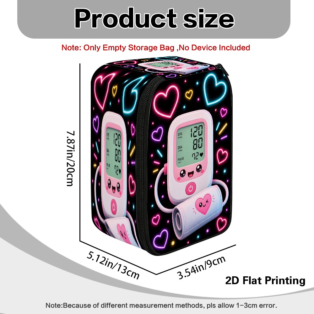 TEMU Empty Storage Bag (no Device Included) For Blood Pressure Monitor, Care, Blood Pressure Monitor Storage Additions, 1pc Display Print Carrying