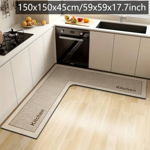 l shaped non slip bathroom and kitchen mat large kitchen mat with kitchen text striped and solid dining area entrance easy to decor modern for kitchen enthusiasts minimalist homes bathroom kitchen