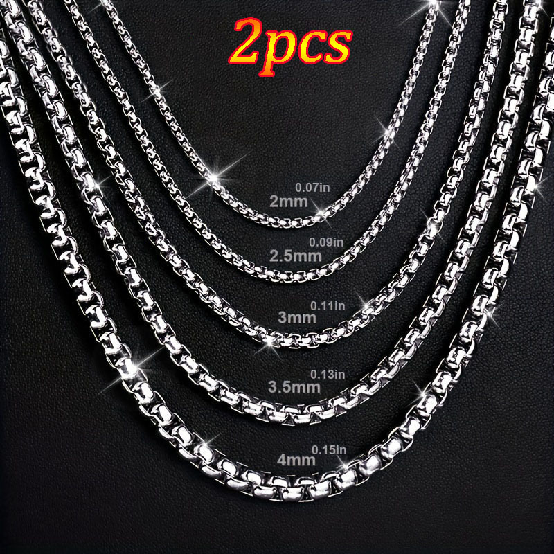 TEMU 2pcs pour hommes, en acier inoxydable, pour femmes, en gros, Ensembles de bijoux, Ajouts de chaînes de bijoux, Convient pour le port et les