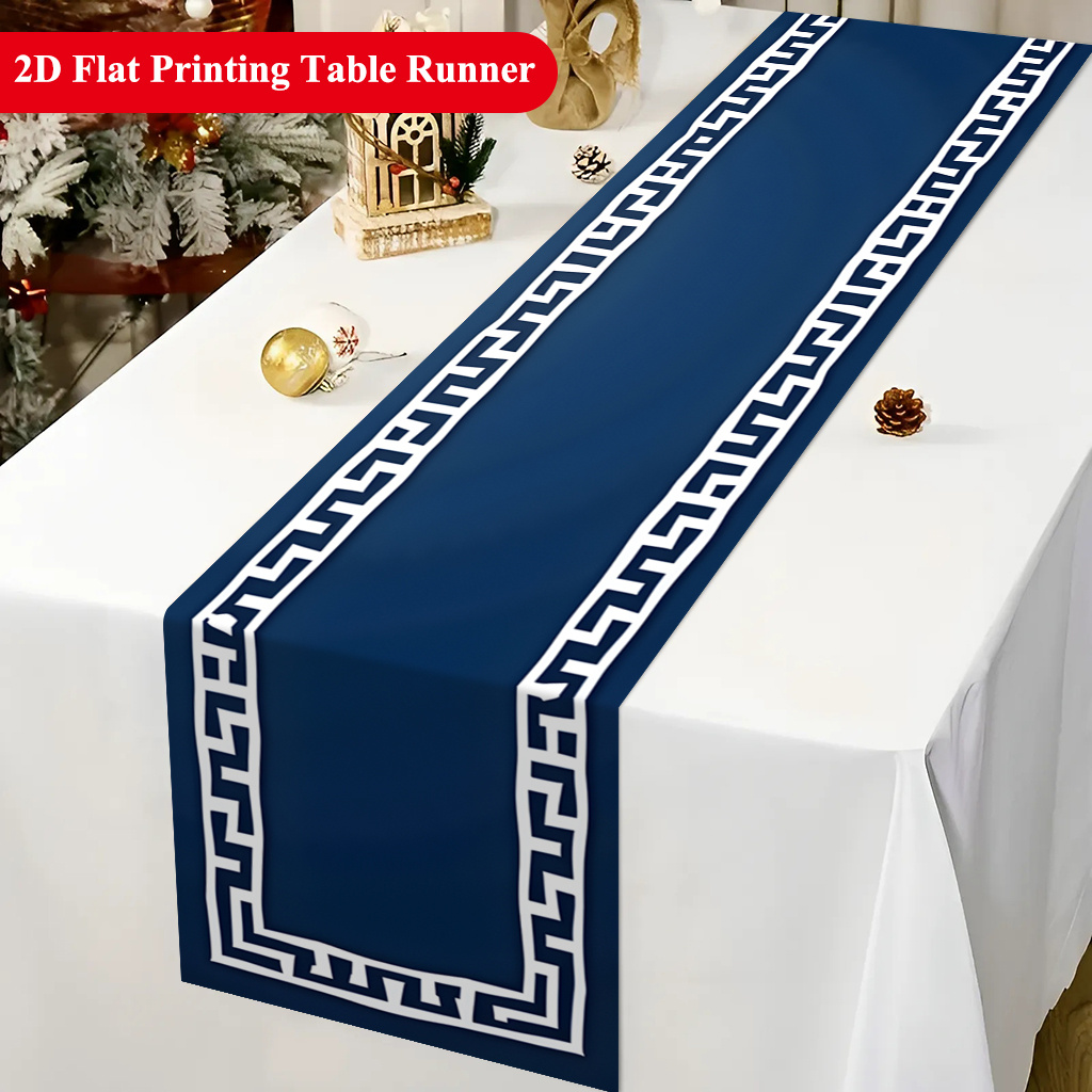 TEMU 2dflat Table Runner 1pc, Paper Blank Area Polyester Table Runner, Holiday Party Tablecloth, Holiday Desktop Decoration Fabric Table Runner, Home