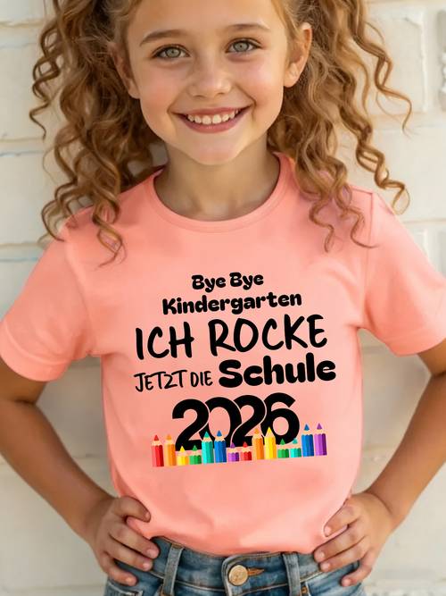 summer fashion girls short sleeve t shirt kindergarten jetzt die schule 2026 letter ow colored pencil cartoon pattern versatile top ny dx9872