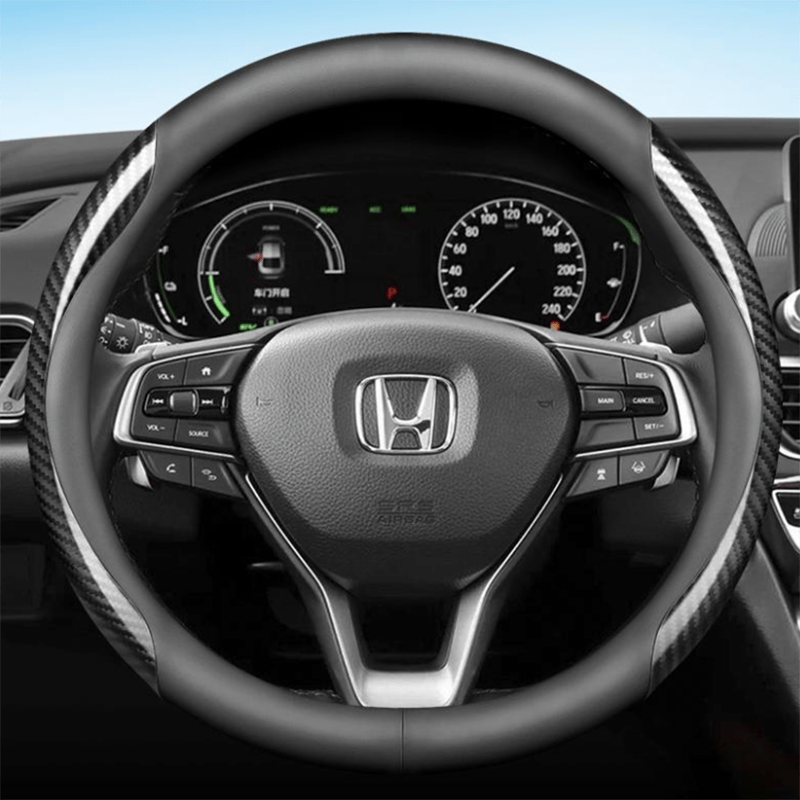 TEMU Non-slip Faux Leather Steering Wheel Cover Suitable For Cars, Measuring 38cm/14.96in, Automotive Interior Accessory