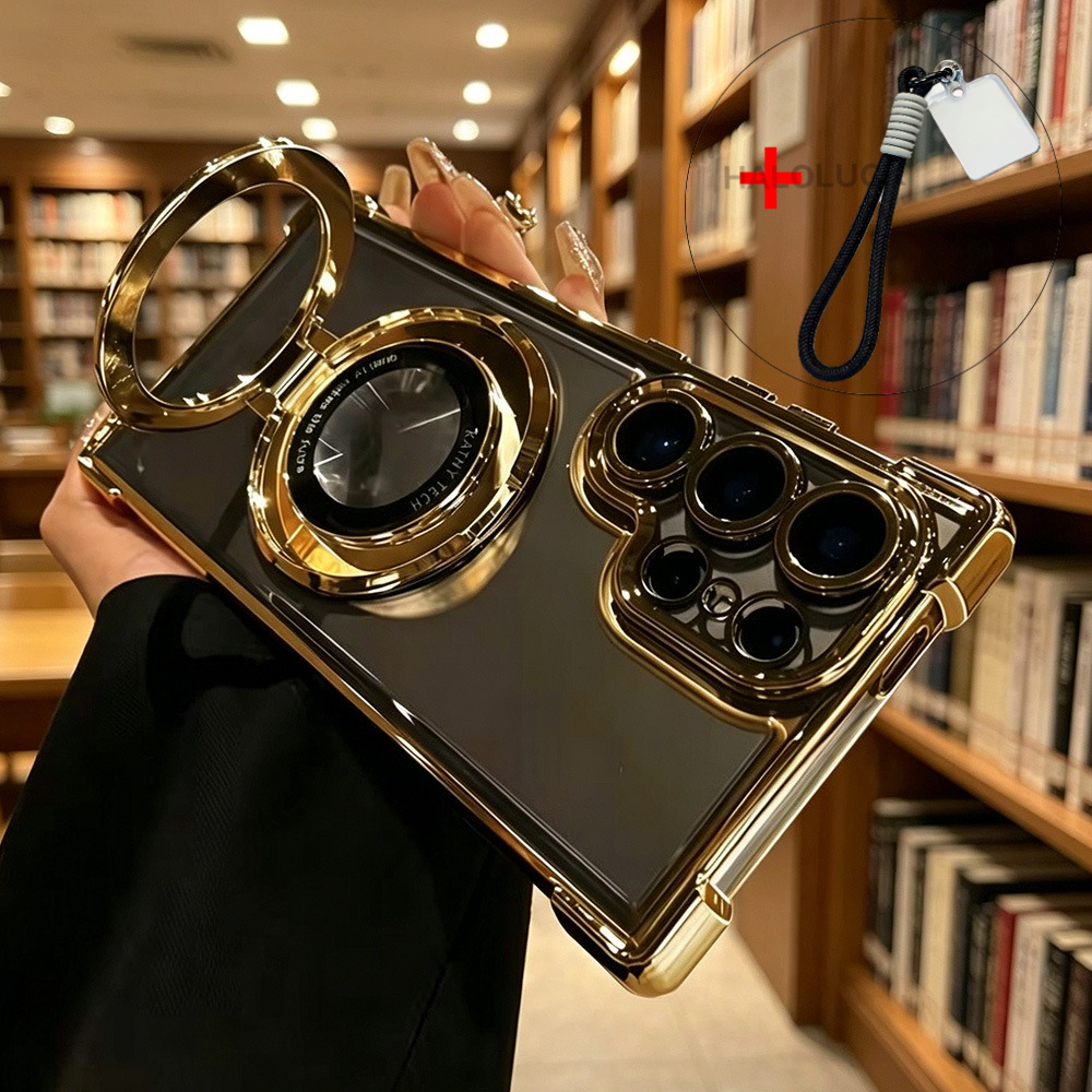 Image of Phone Case - Phone Case: Magnetic Acrylic Case With Lanyard For S26/s25/s24/s23/s22 Ultra/plus, Wireless Charge, Stand, Drop-proof Durable Cover
