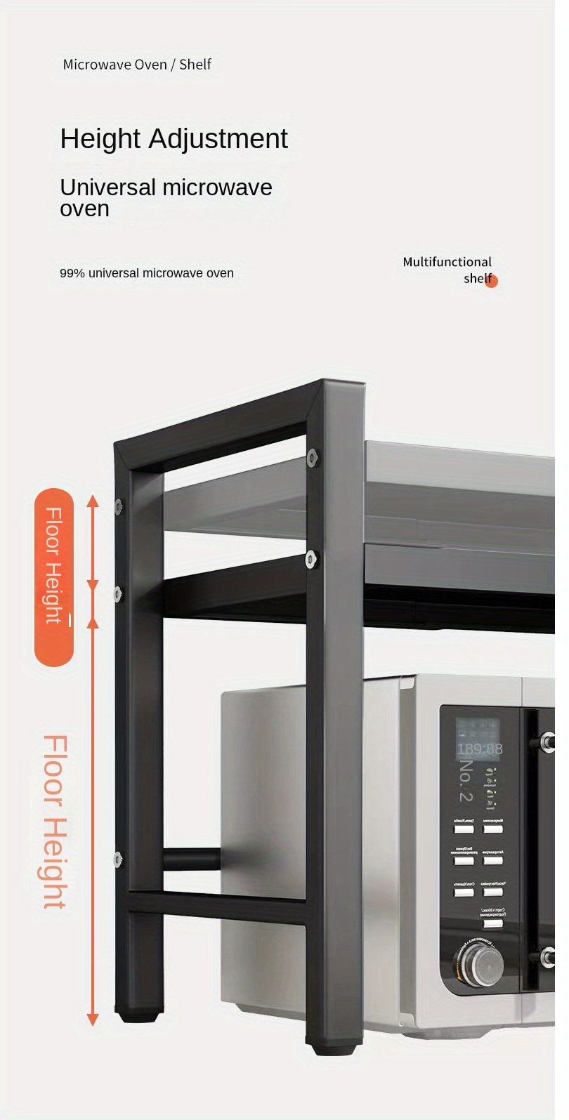 Microwave Oven Rack, Expandable Microwave Oven Rack for Countertop Kitchen Utensil and Tableware Storage, with 6 Hooks, Carbon Steel Microwave Oven Shelf Countertop with Hooks - Mother's Day Gift for Wife - Kitchen Storage 23 Microwave Oven Rack, Expandable Microwave Oven Rack for Countertop Kitchen Utensil and Tableware Storage, with 6 Hooks, Carbon Steel Microwave Oven Shelf Countertop with Hooks - Mother's Day Gift for Wife - Kitchen Storage