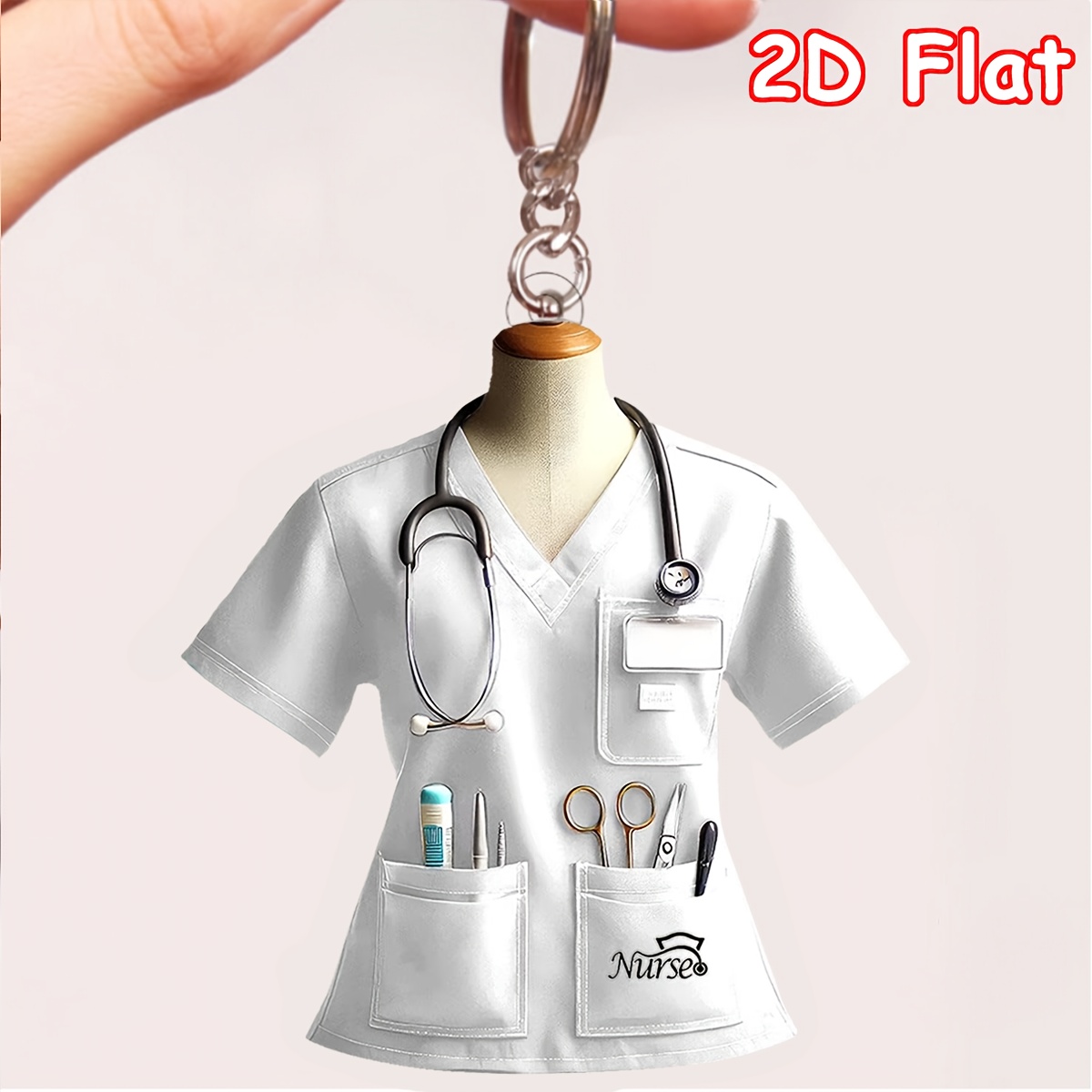 E-shop 2D Flacher personalisierter Schwesternname-Schlüsselanhänger - Individuelles Schwesternuniform-Zubehör für Abschluss, Karrieremeilensteine