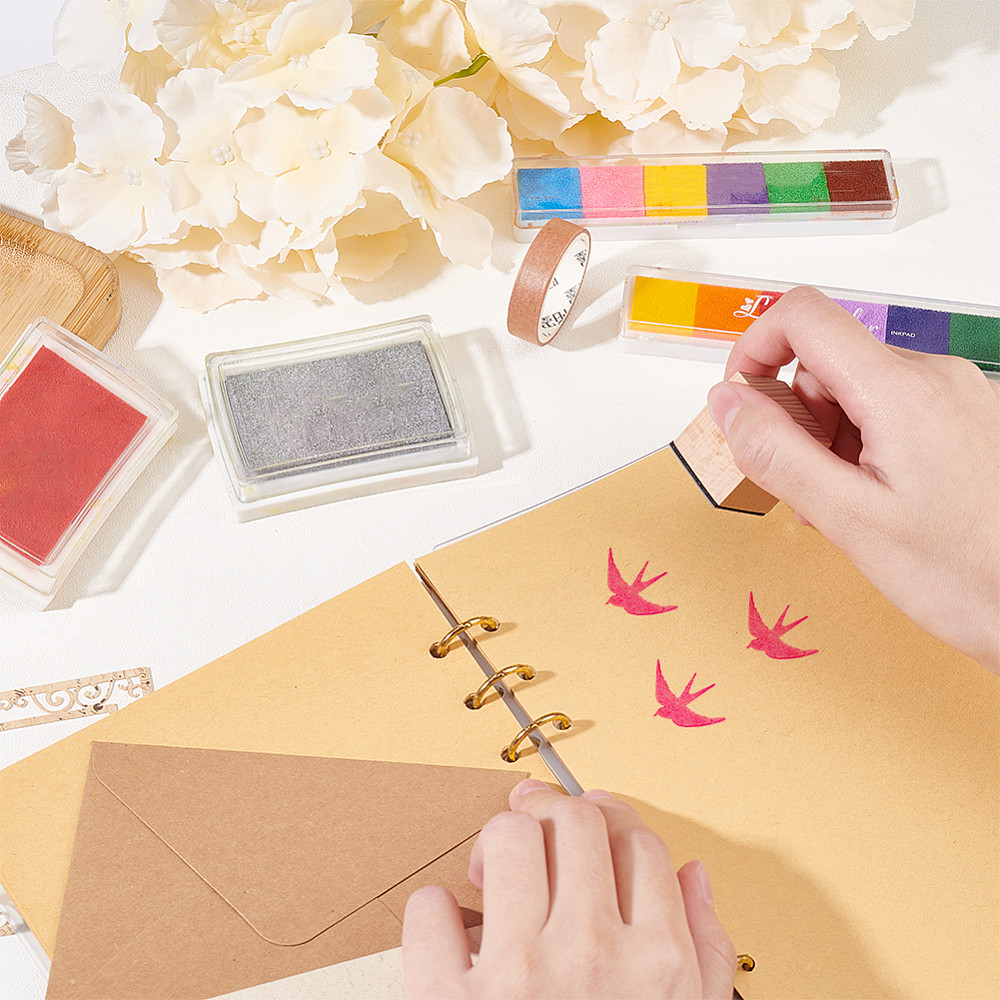 Wooden Stamps with Rubber for Crafting