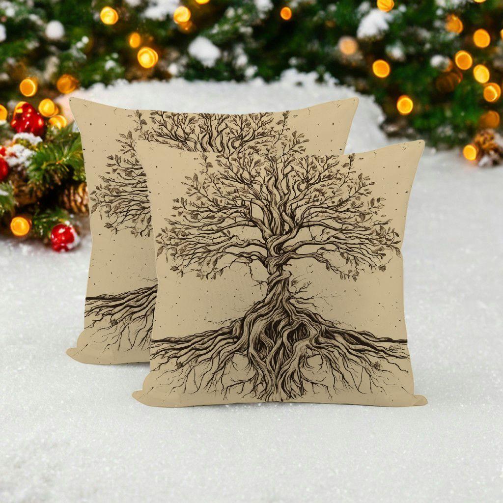 2 pack tree of   fabric pillow covers   polyester   cases for home car bed sofa decor details 2