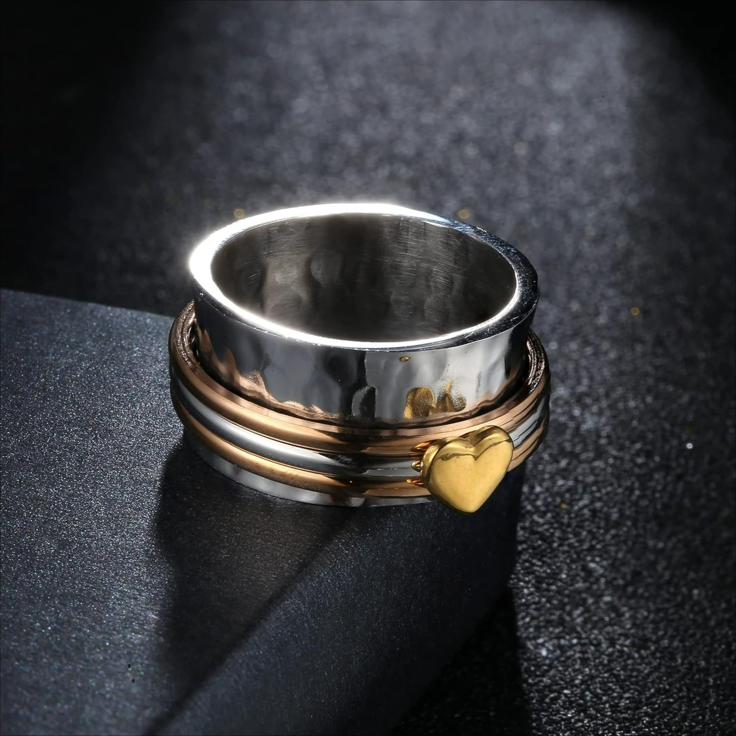 1pc 316l stainless steel anxiety ring spinable fidget ring with smooth spinner motion relax jewelry for men everyday party jewelry gift for dad husband boyfriend fathers day birthday christmas durable 316l stainless steel construction hiphop     ring electroplated   Product details 0