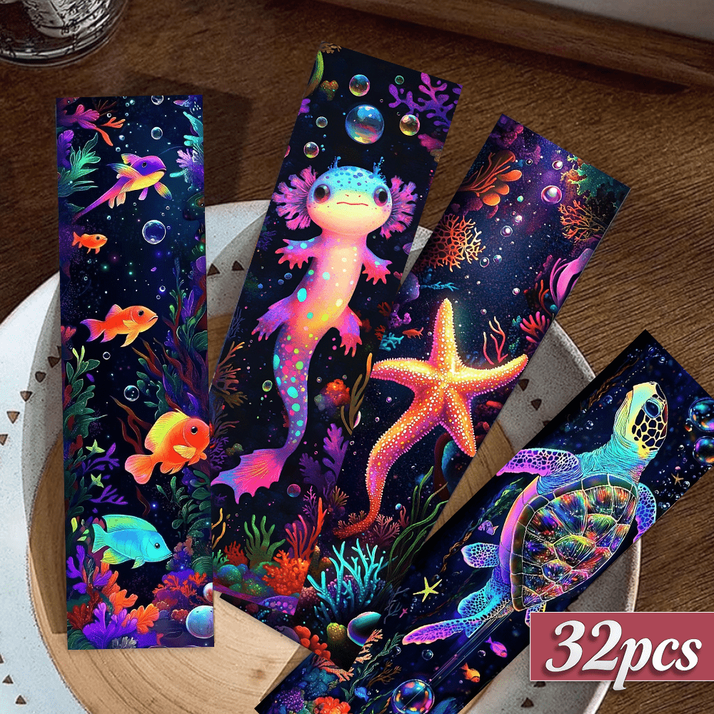 TEMU 32pcs. Bookmarks, Neon . For Book Lovers, Perfect For Marking Pages, And Ideal For Christmas, Halloween, And Back-to-school Themes. Suitable For