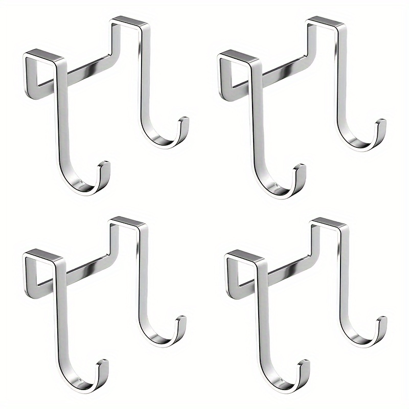 TEMU 4/2pcs Stainless Steel Hooks No Drilling Required Clothes Hooks Metal Practical Hooks - , Wall-mounted, Suitable For Kitchen Bathroom Cabinet