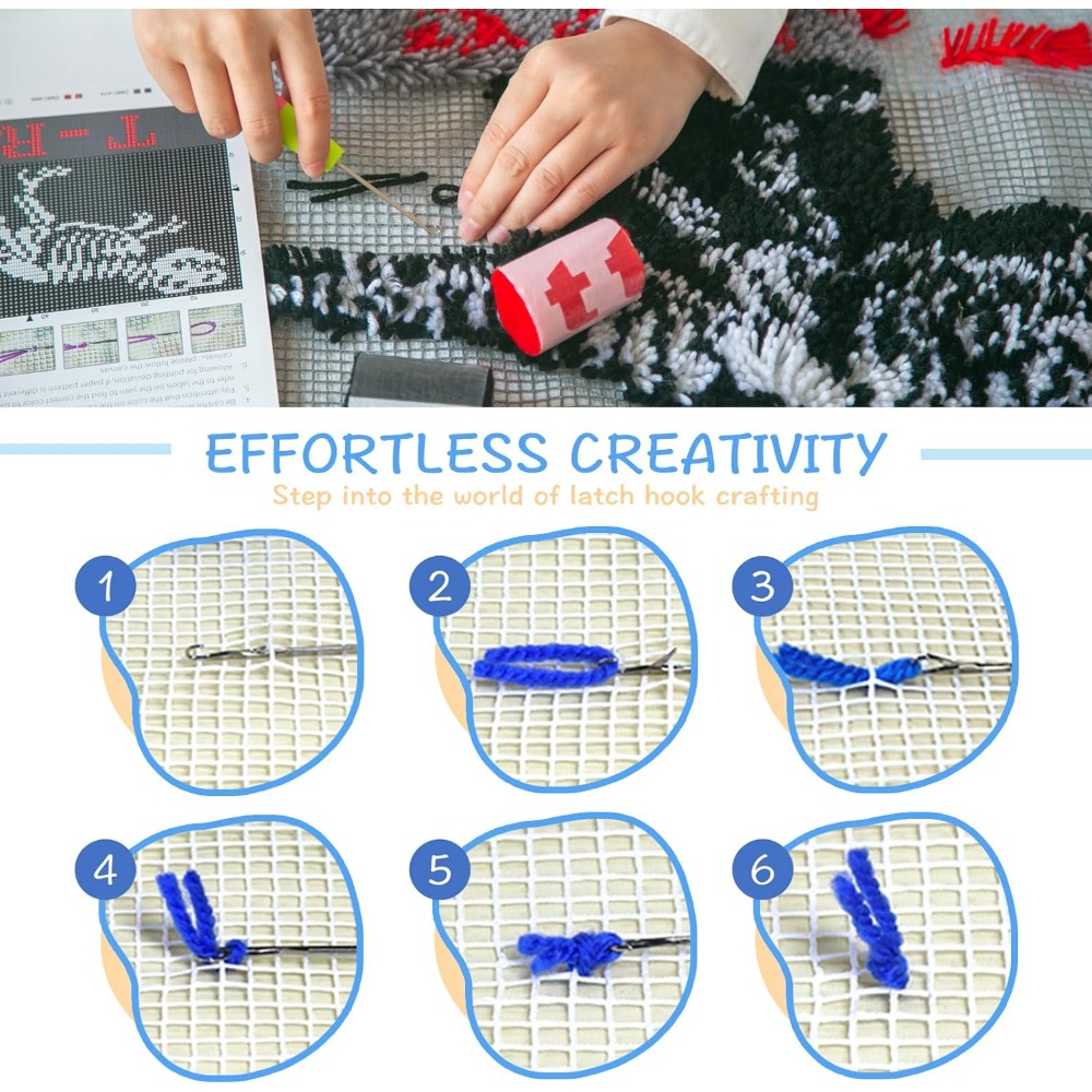 DIY Hook Rug Kit with Hen and Chicken Design for Adults