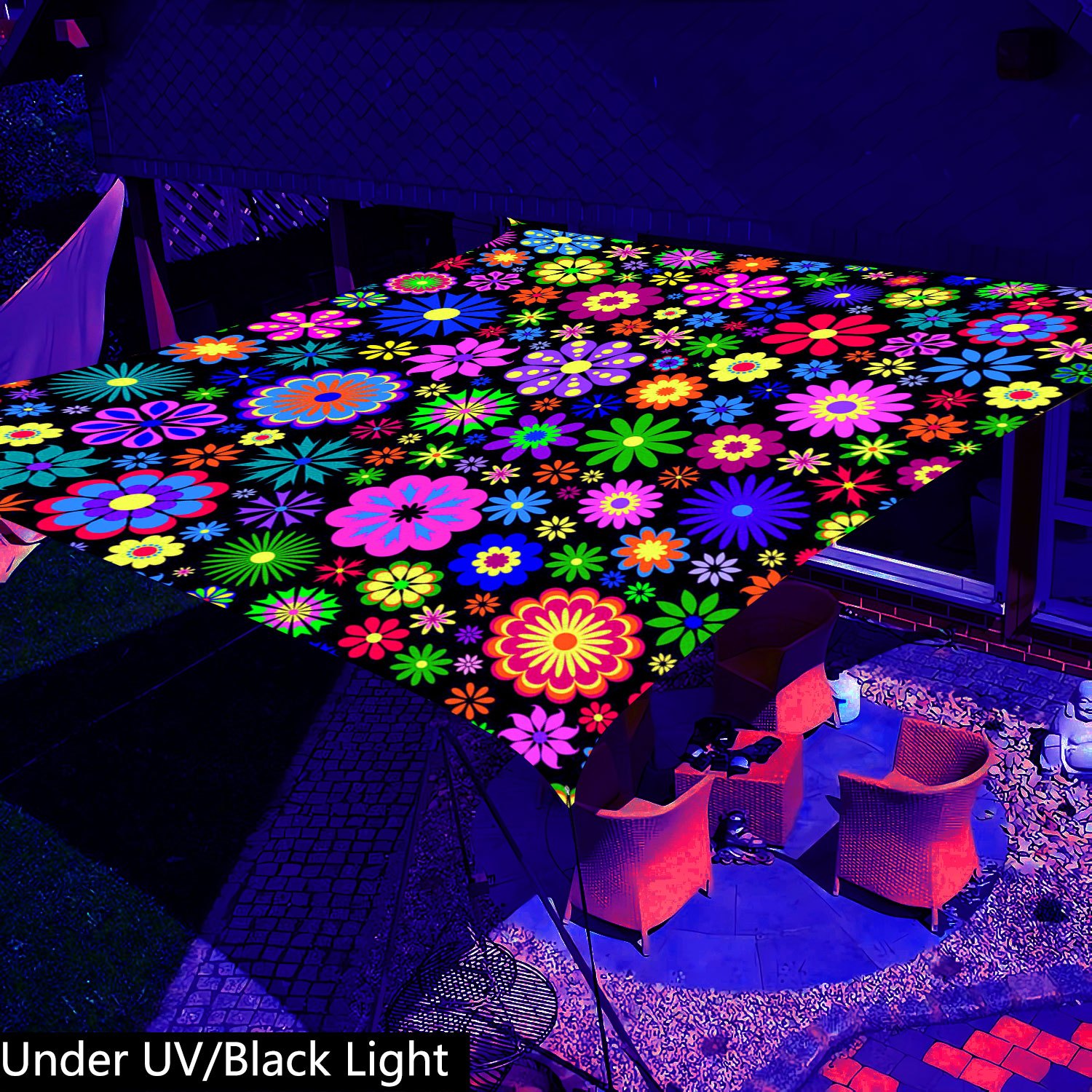 TEMU [Tente de soleil bohème d'extérieur] 1pc QD- Lumineuse UV - Auvent pare-soleil Mandala - Design floral et géométrique vibrant, Lumineuse UV,