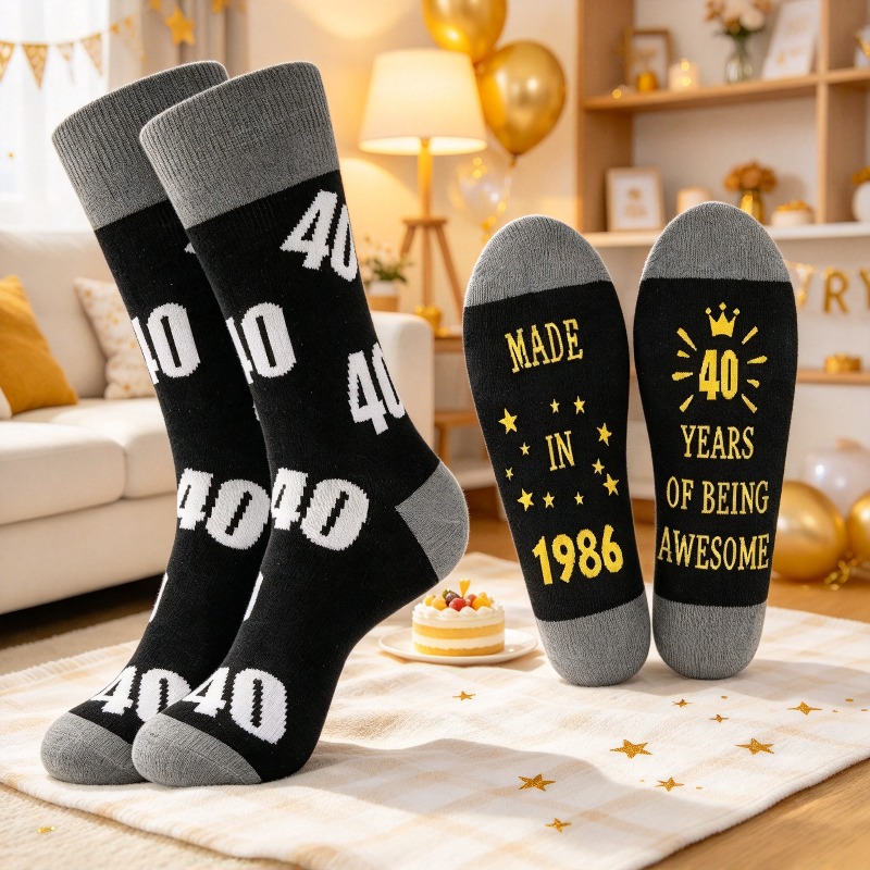 TEMU 1 Pair "made In 1986, Of Glory" Printed Men's Mid-calf Socks, 40th Birthday Socks For Men, 40th Birthday Gift For Him Or Her, Thanksgiving