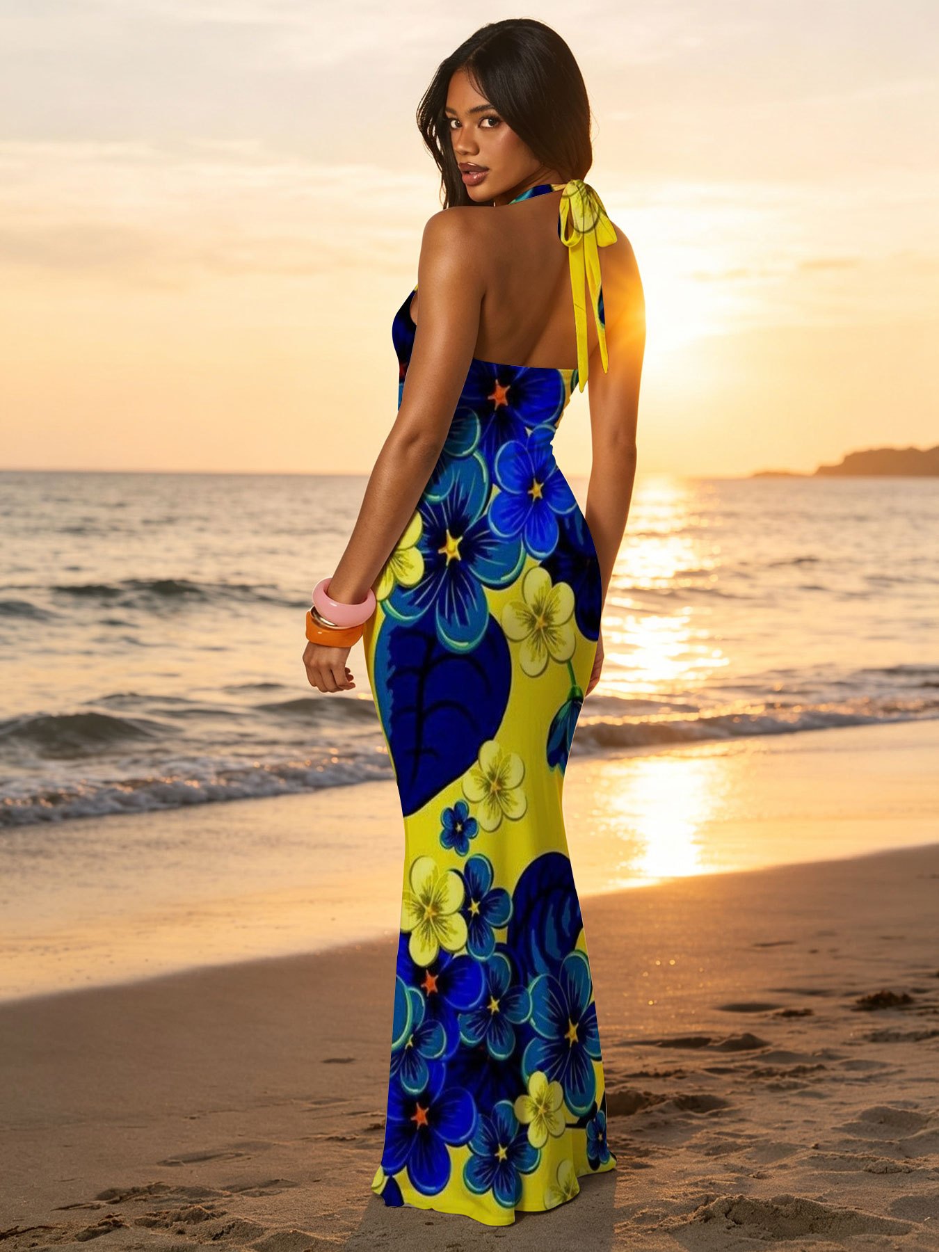 yellow and blue dresses for women J.McLaughlin Women's Cerina Dress in Amalfi Coast Light Blue/Yellow, Size Medium