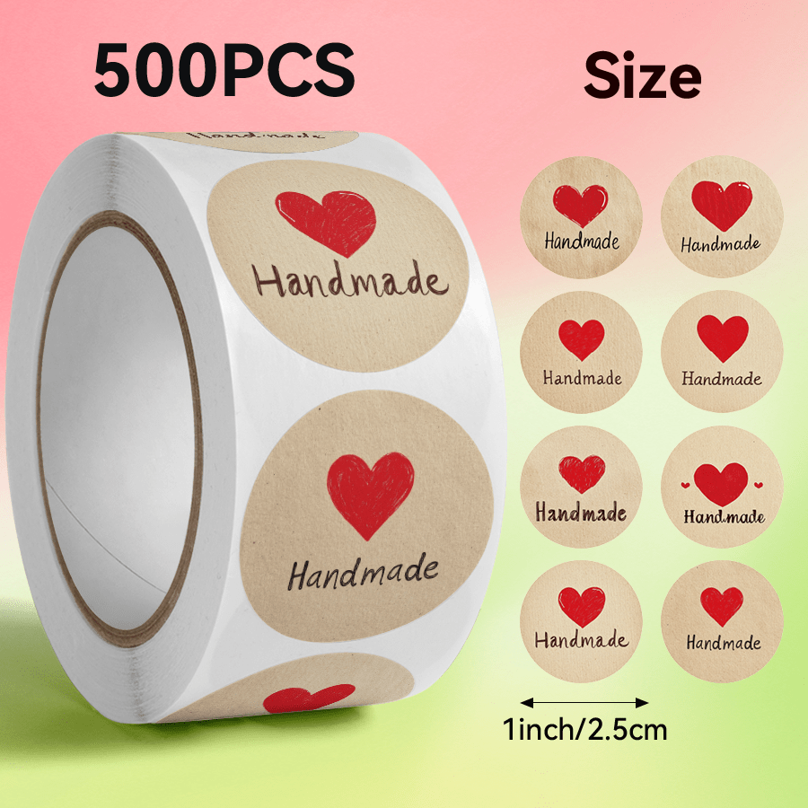 TEMU 500pcs Handmade Stickers, "handmade" Stickers, Very Suitable As Gifts For Holidays, Birthdays, Or Casual Gatherings. Suitable For Gift Packaging