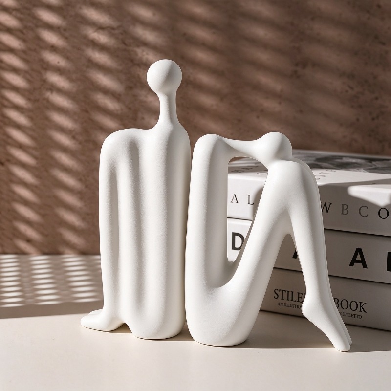 Set of 2 Modern Decorative Bookends, Abstract Human Figure Statues