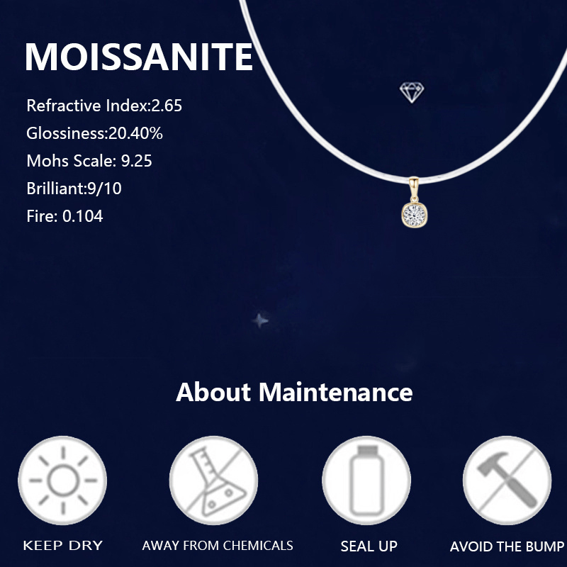 2 Carat Moissanite Invisible Fishing Line Necklace