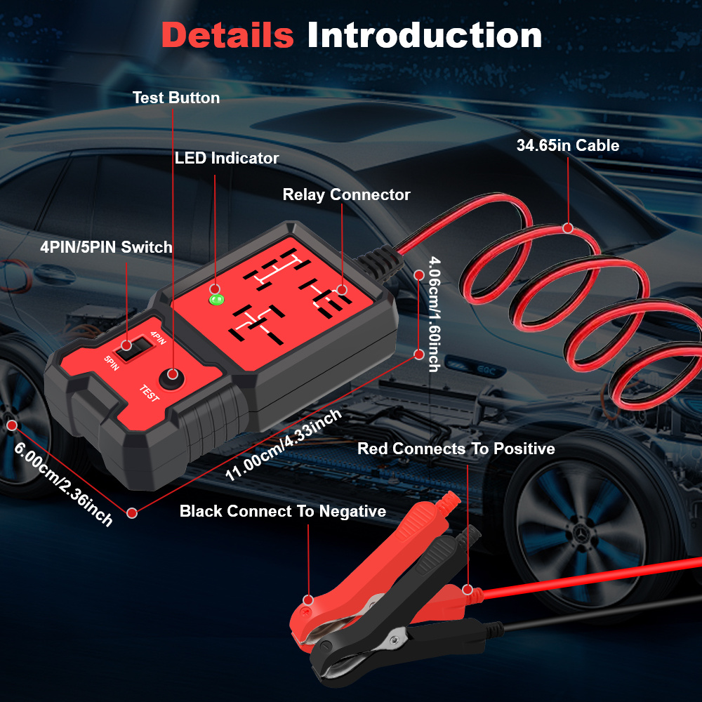 car accessories universal 12v car relay tester car battery checker led indicator light 4