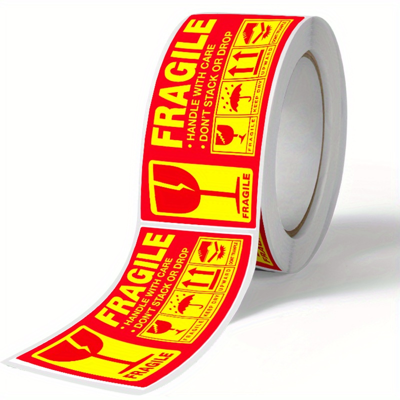 E-shop 248 Stück/1 Rolle, Bruchgefahr-Warnaufkleber mit starker Kleberückseite, selbstklebende Etiketten für Umzug, Verlegung, Verpackung Versand,