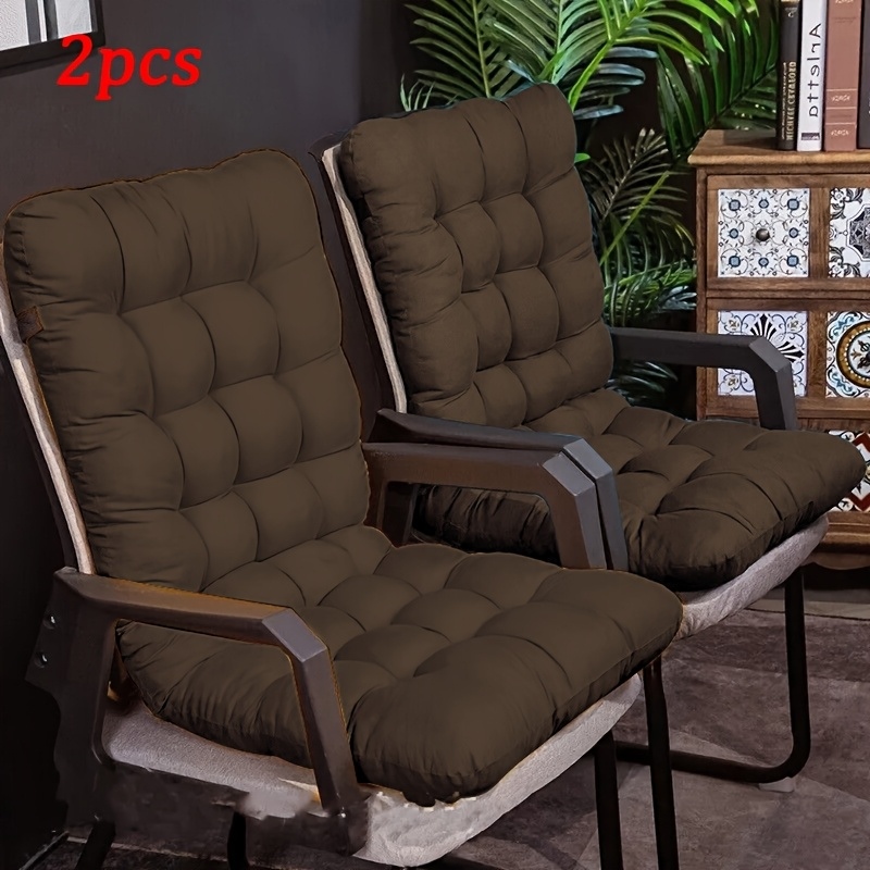 TEMU 2pcs Thickened Polyester Fiber Casual Chair Cushions - Comfortable And Soft, Washable, With Ties, Full Back Support Fabric Seat Cover, Suitable