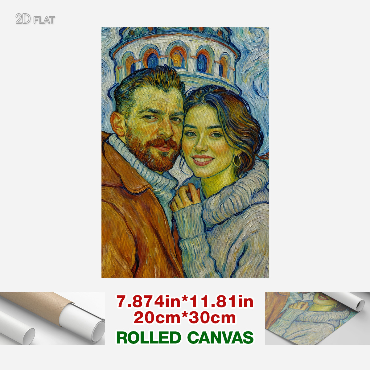 E-shop 2D Flach, Foto zu Ölgemälde Service – Personalisiertes Porträt aus Ihrem Bild, gerahmte Kunst mit Tuschemalerei-Technik, Vintage Edelstil für