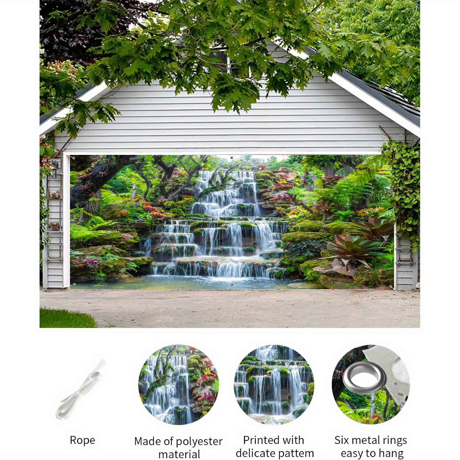 7x16ft Big Tree Garage Door Decorative Banner Spring Garden Scenery