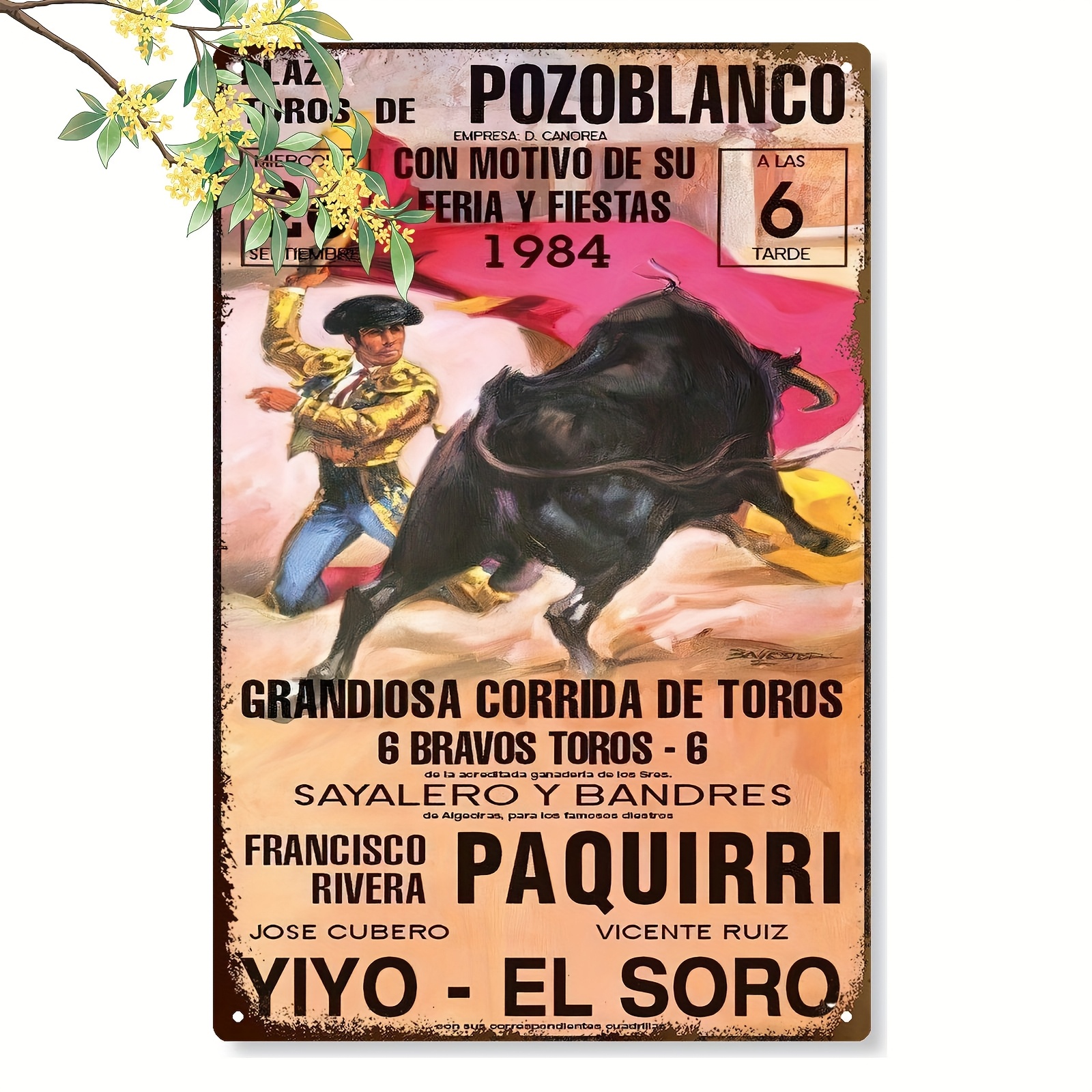 TEMU 2D, [ 2D] Letrero de hojalata metálico 2D con temática de , con de de de 1984, que mide 20*30 cm/8*12 pulgadas. Es para decoración del hogar,