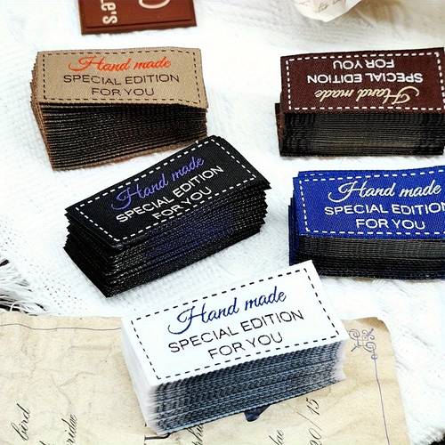 60pcs hand woven random color polyester labels 25x50mm simple sewing labels suitable for diy handicrafts scarves hats bags couple sets homemade gifts wallet making supplies diy wallet making