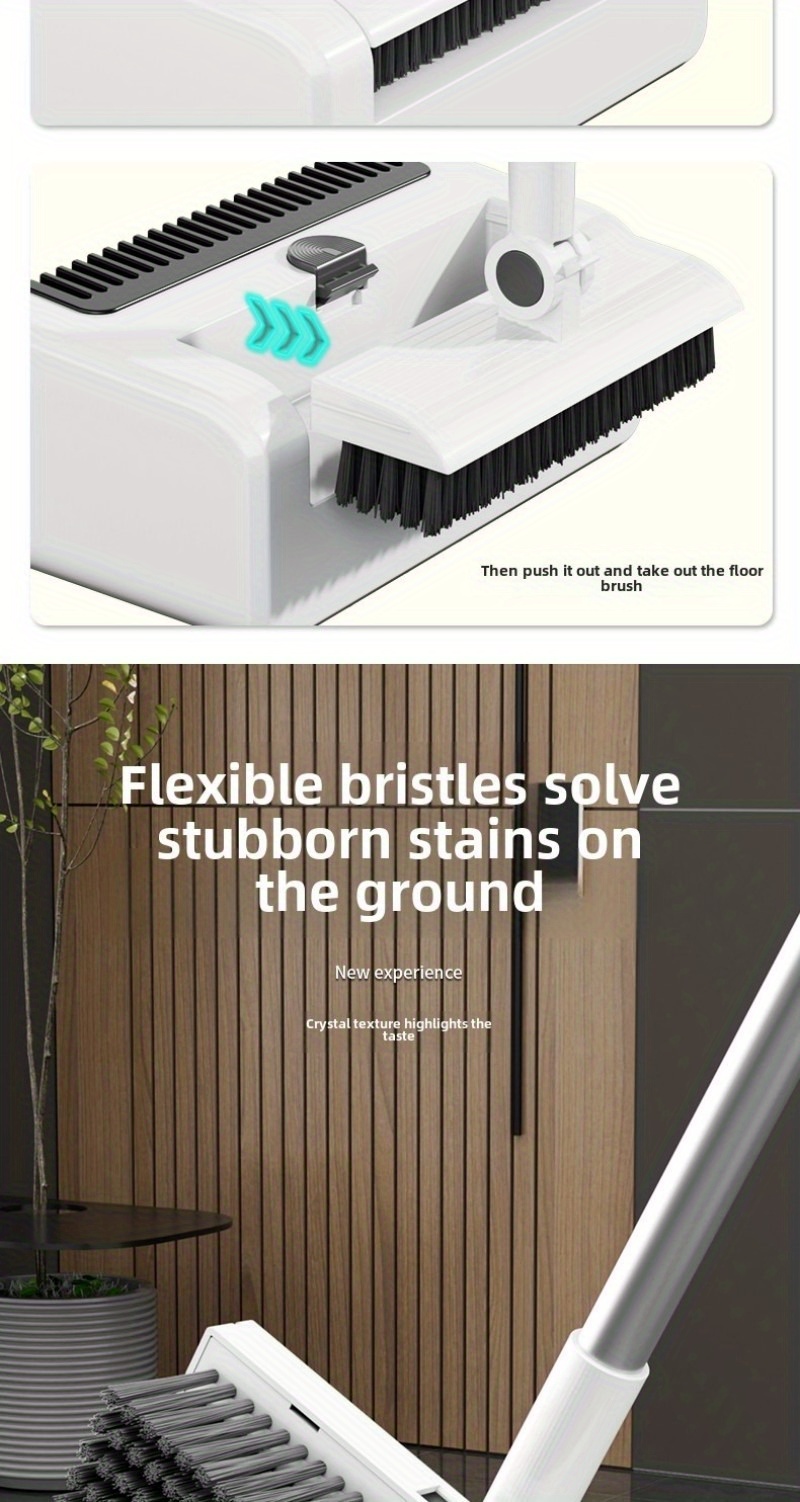 3-in-1 heavy-duty ergonomic floor cleaning system with long handle - heavy-duty broom,   set with ergonomic grip -   for hardwood, tile, vinyl,   floors - ideal for home, office, kitchen, bathroom, living room - space-saving storage - ideal for elderly & heavy cleaning tasks -   floor cleaning kit with durable construction & easy-to- , broom for floor cleaning, carpet sweeper, floor sweepers Product details 3