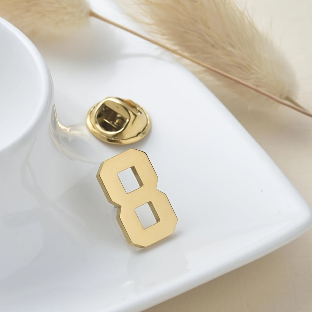 TEMU 1pc Custom Stainless Steel Number Brooch Men's Lapel Pin, Service Anniversary Pin, Number Badge, Lapel Pin, Birthday Gift For Him, Enamel Pin,