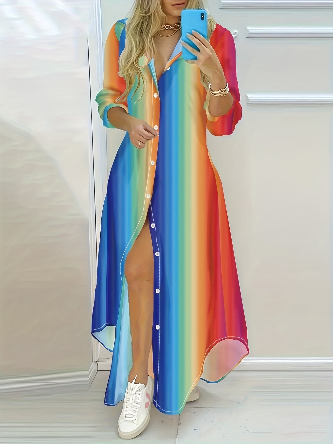rainbow dress for women sold on Temu United States