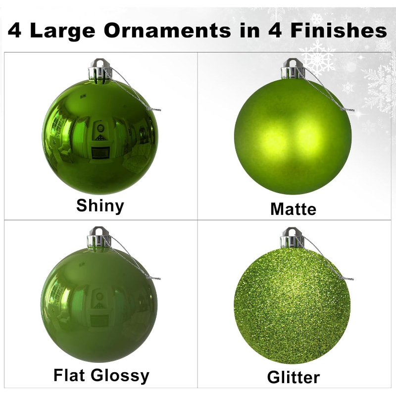 TEMU 4pcs, 10cm Green Christmas Ball Decoration Set, Christmas Tree Pendant - Plastic Decorative Ball Hanging Ornaments Suitable For Home, Wedding,
