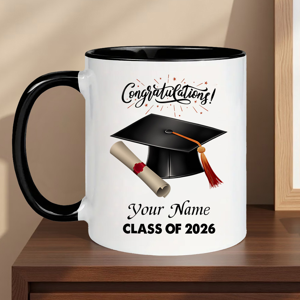 TEMU 1pc Class Of 2026 Graduation Mug - Custom Name & Print Suitable For Hot/cold Drinks, Insulated Reusable Coffee Cup With Grad , Dishwasher Safe