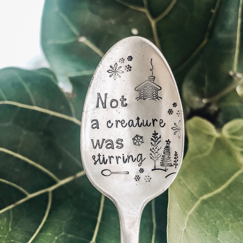 TEMU 1pc No Creature Is A Stir Stamping Spoon - Christmas Spoon - Christmas Gifts, Stocking Stuffers, Coffee Spoons, Metal Stamping, Fun Gifts