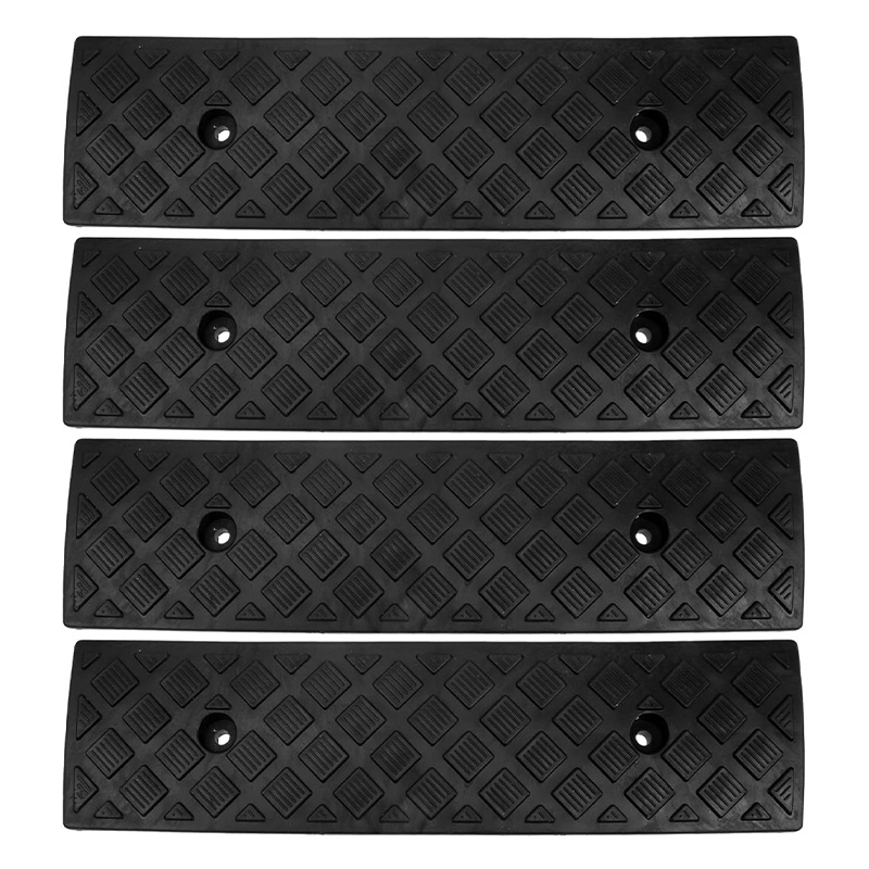 TEMU 1/4pcs Heavy-duty Portable Black Plastic Ramps, 50*13*3cm - Suitable For Driveways And , Enhanced Safety With Textured Surface, Stable Structure