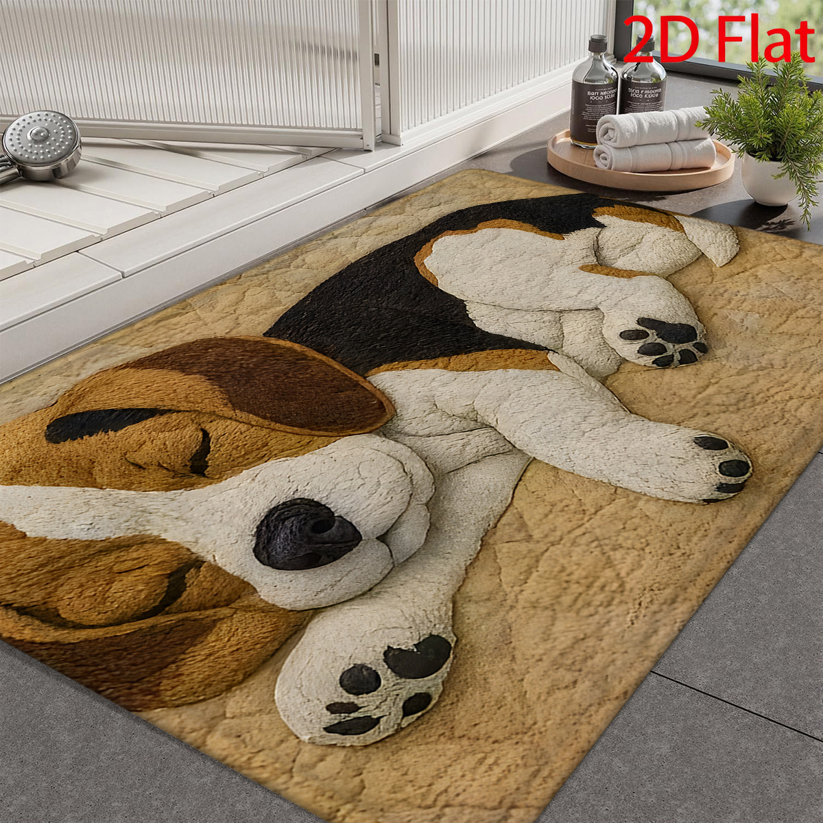 TEMU Tappetino da bagno 2D piatto, 1 pz, stampato 2D piatto | , facile da pulire, in flanella e poliestere, zerbino per , soggiorno, camera da letto,