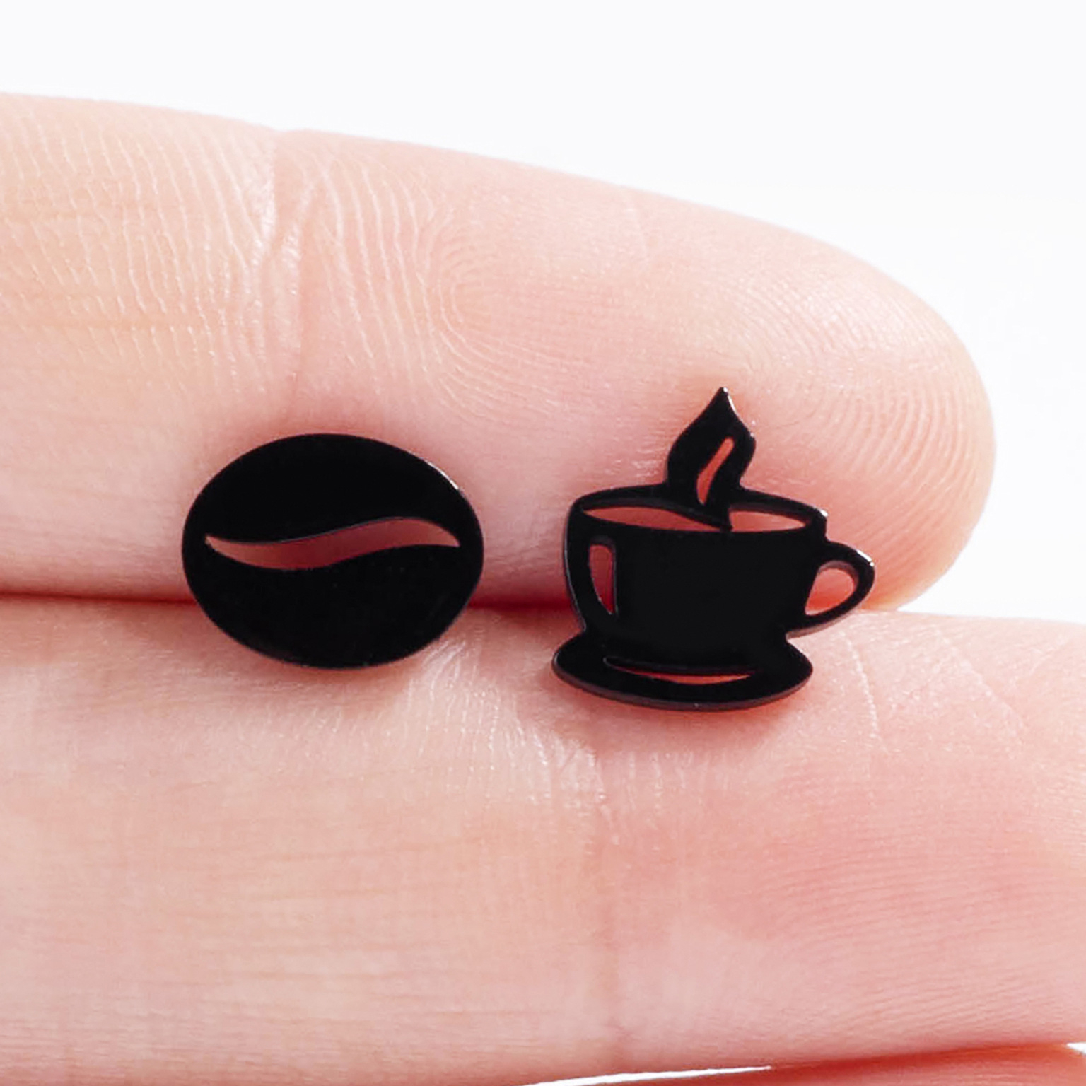 TEMU 1 par (2 piezas) de aretes de acero inoxidable hipoalergénicos con forma de de café para mujer, aretes de moda para mujer, regalo para