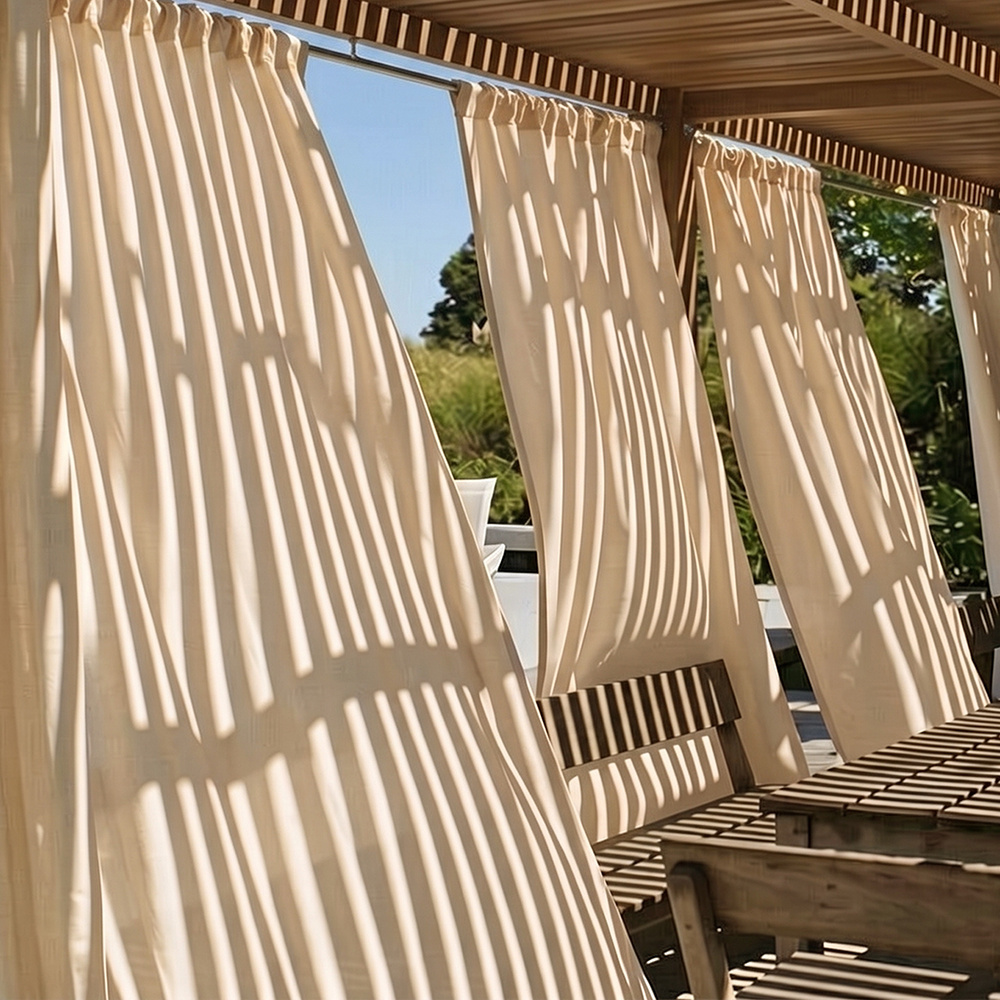 TEMU 2pcs Rideaux d'intimité beige, faciles et élégants, pour l'extérieur et protection solaire – Draps résistants aux UV et à la décoloration pour