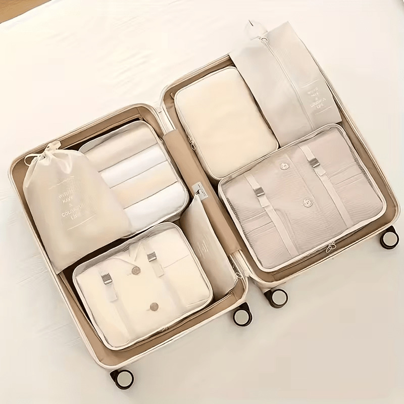 TEMU 7pcs High-capacity Travel Storage Set, Travel Luggage Storage Bags, Suitcase Organizer, Lightweight Portable, Clothing Protector Pouches Made Of
