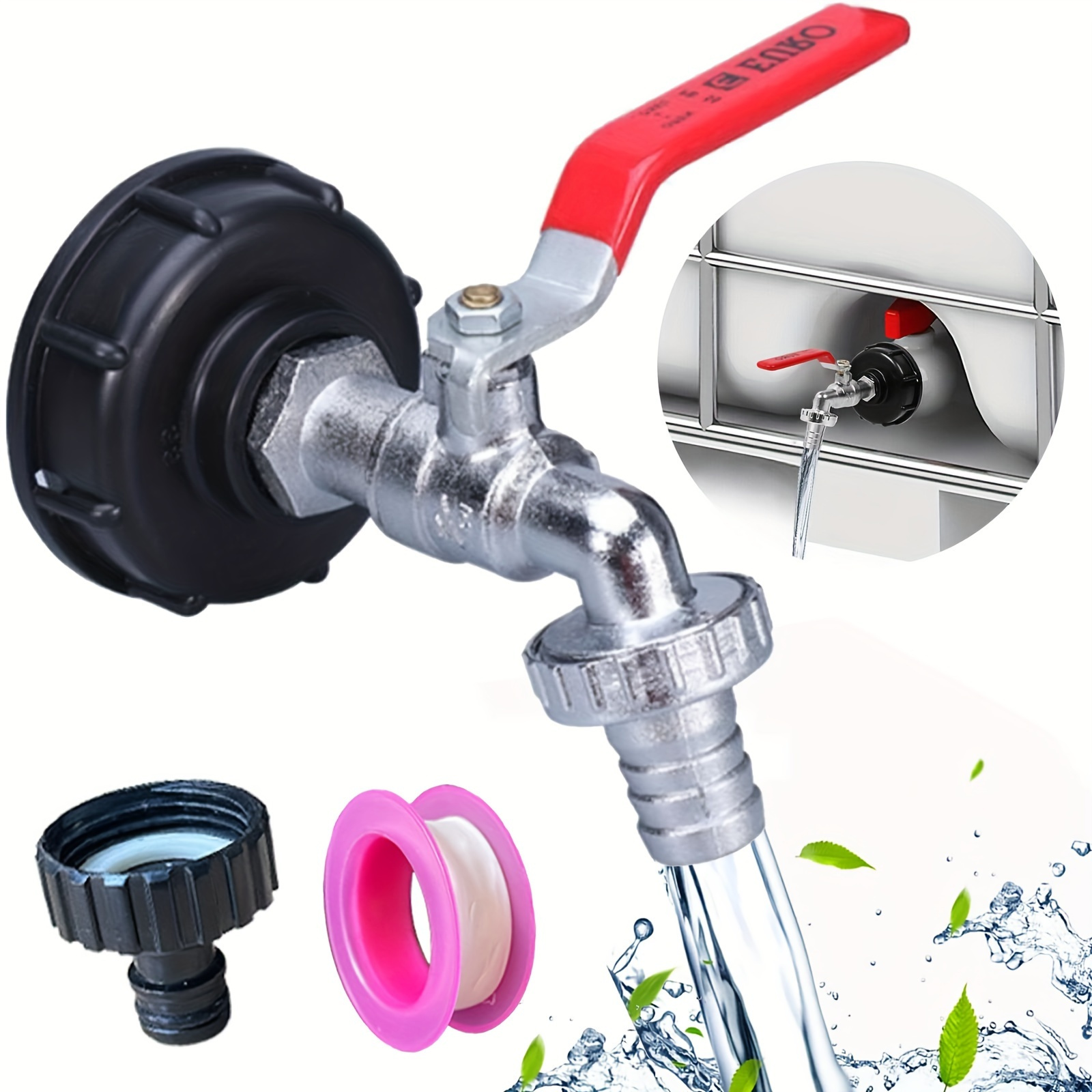 Image of Metal Ibc Water With 3/4-inch Connector - Includes Installation Hardware, Container Mounting, Suitable For Most - Eu Standard Water Tank And Rainwater Tank Outdoor