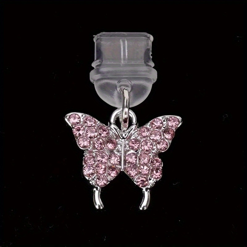 TEMU 1pc Pink Butterfly Phone Dust Plug, Suitable For Iphone/type-c/android/earphone Connectors